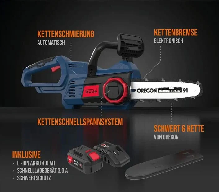 Güde Akku Kettensäge KS 18-401-30 - inkl. Akku und Ladegerät - Image 2