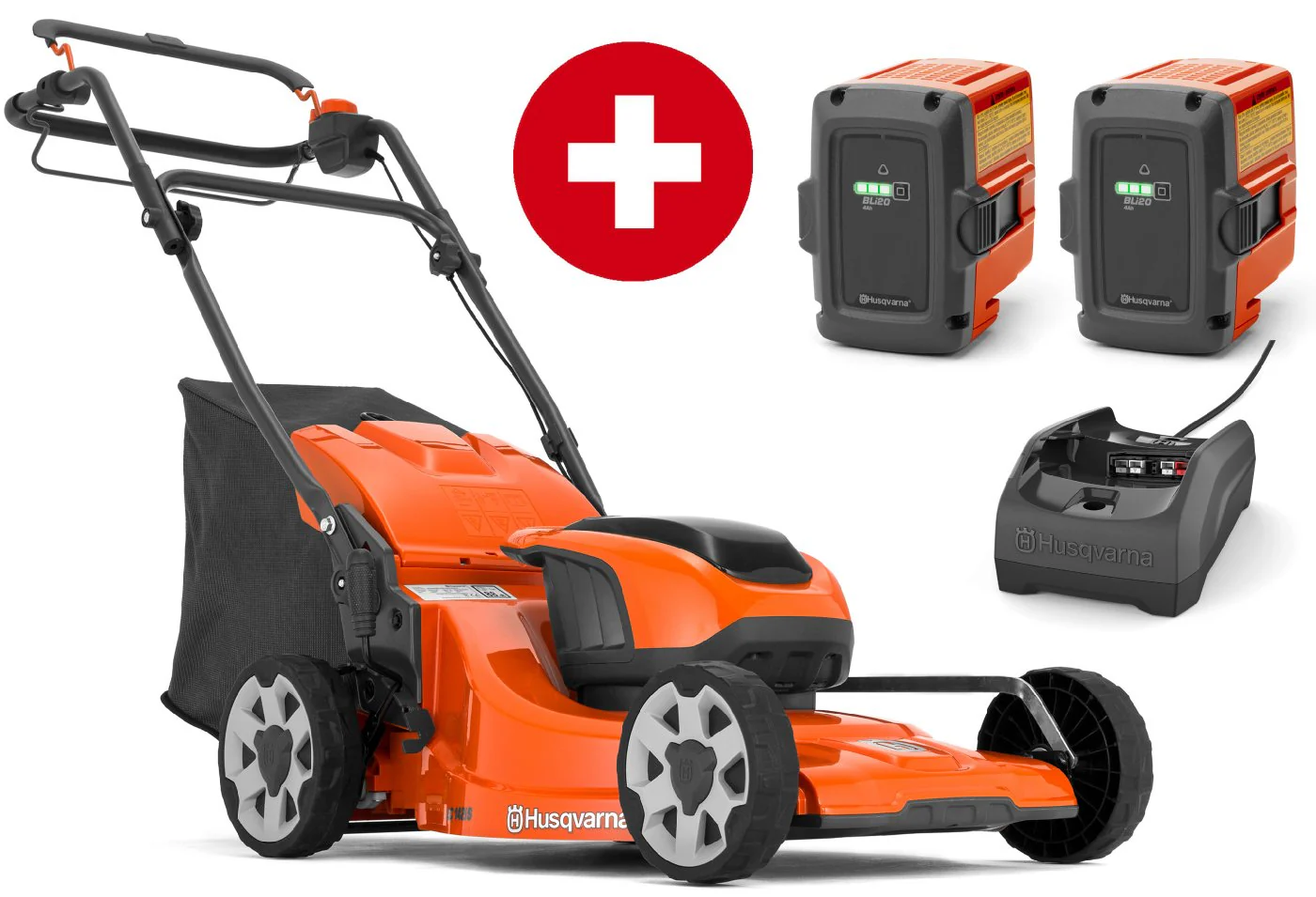 Husqvarna Akku-Rasenmäher mit Radantrieb LC 142iS - Set mit 2x Akku B140 und Ladegerät C80
