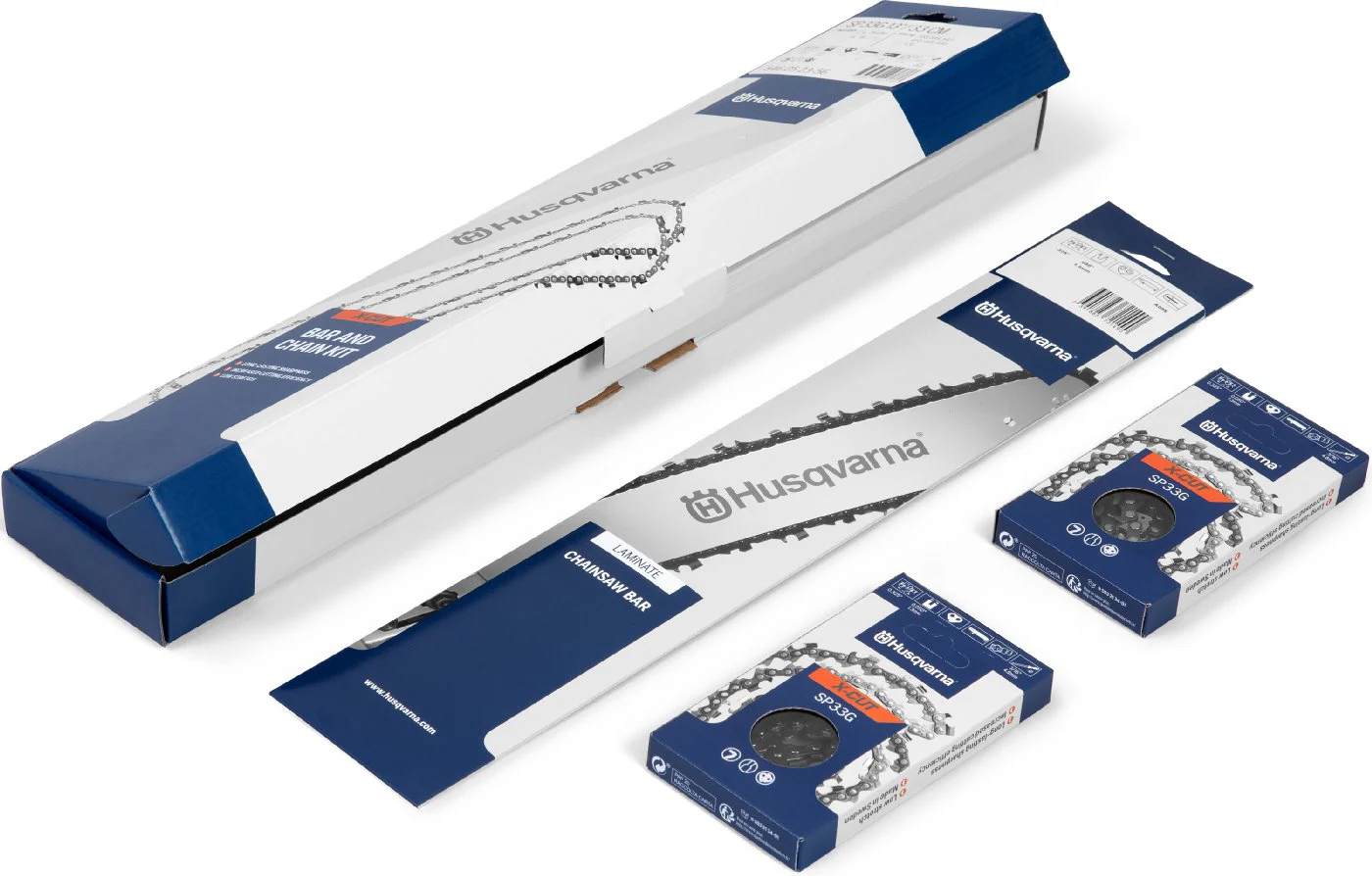 Husqvarna Ersatz-Set Kit SP33G 56 TG / .325 / 1,3 mm HM 2 Ketten und 1 laminierte Schiene