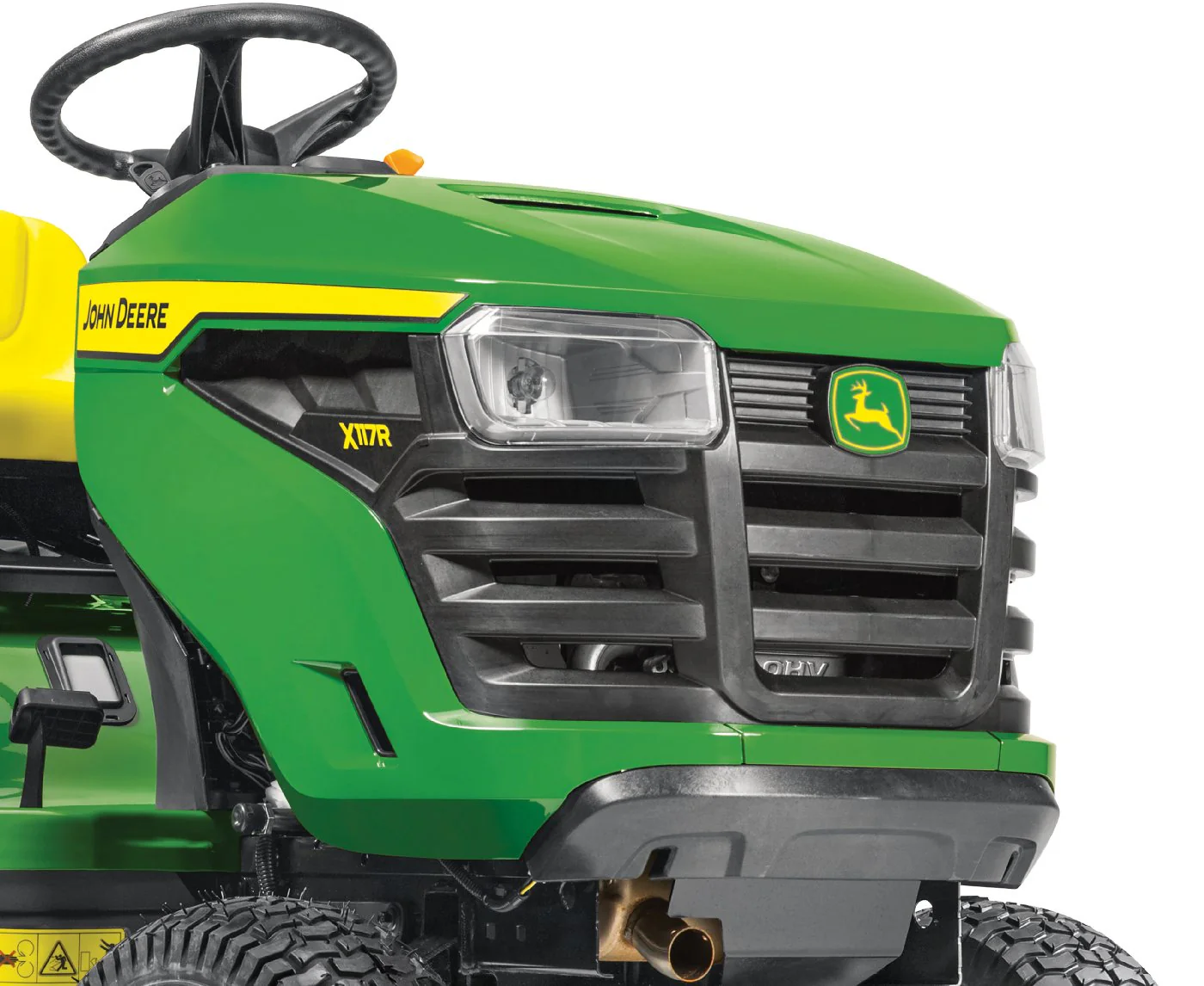 John Deere Rasentraktor X117R Winterpaket mit Schneeschild, Schneeketten, Anbaurahmen und Schnellwechlser - Image 4