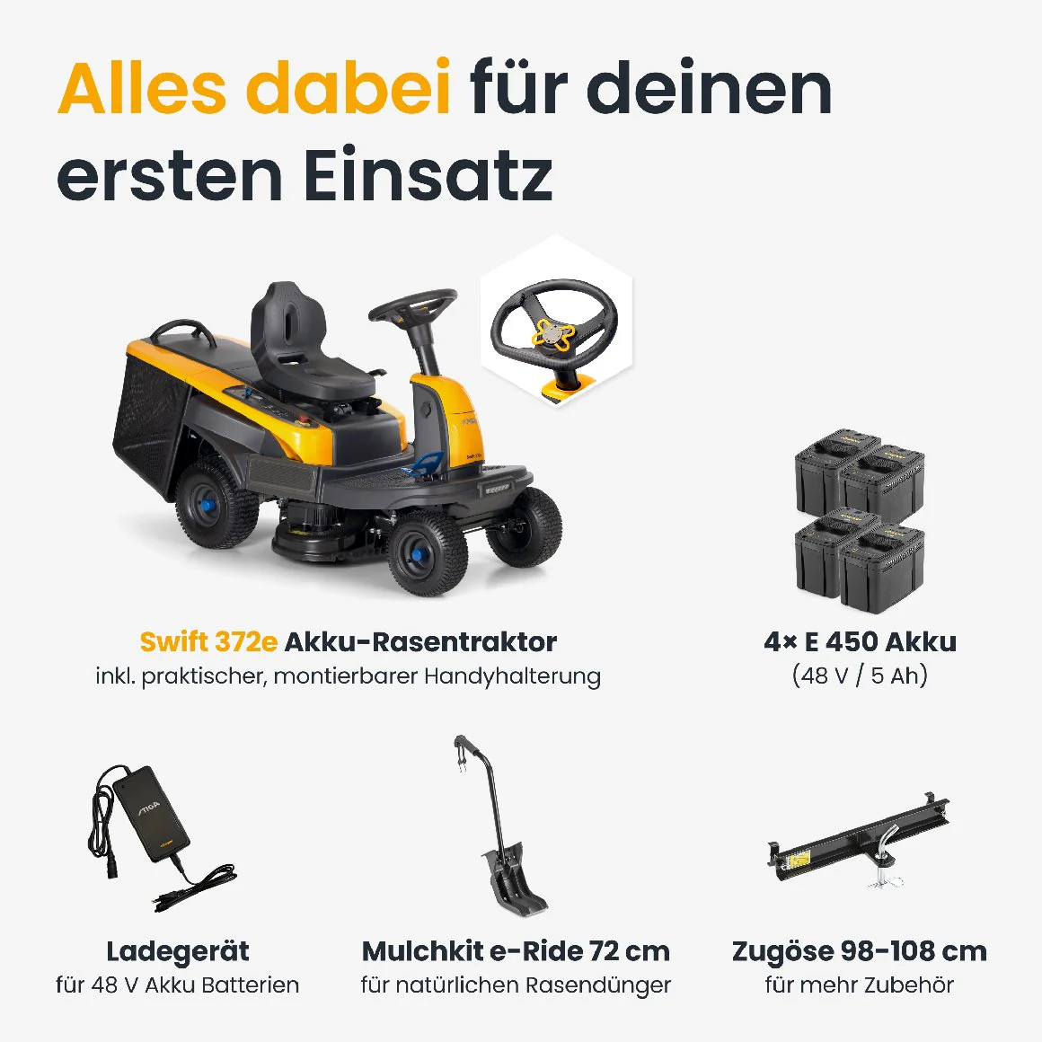 Stiga Akku-Aufsitzmäher Swift 372e mit 4 x 5 Ah Akkus und 1 x Ladegerät - Image 16