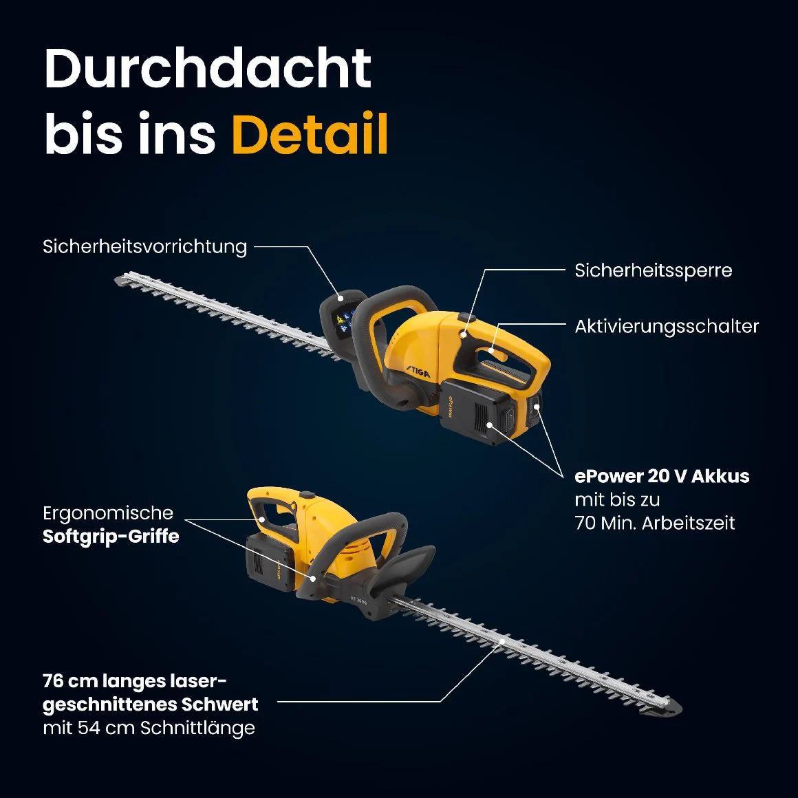 Stiga Akku-Heckenschere HT 300e Kit mit 2 x 2 Ah Akku und Ladegerät - Image 10